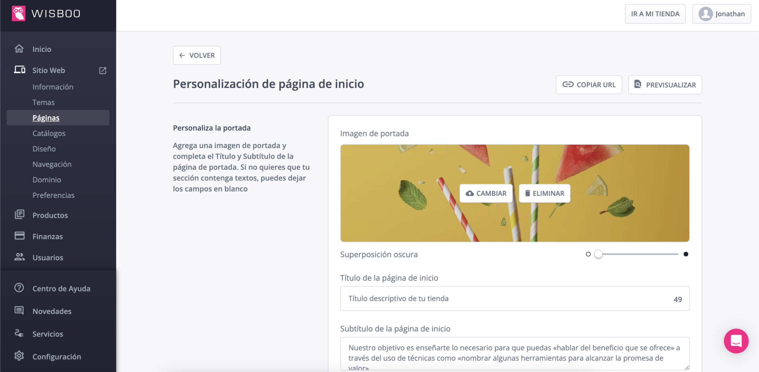 Como es el page builder de wisboo