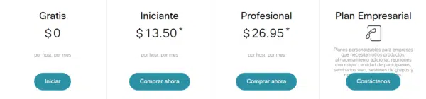 planes y precios de webex