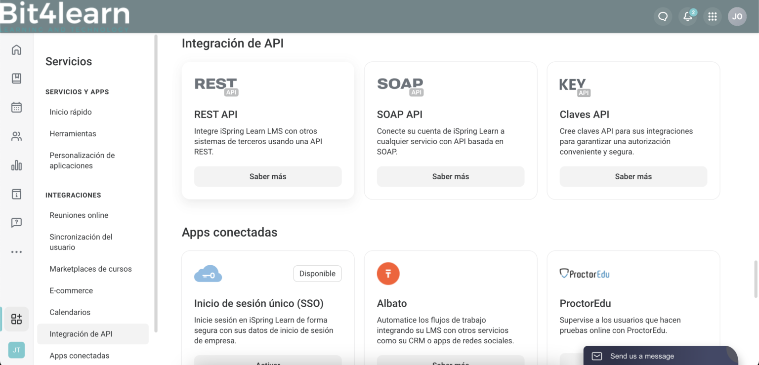 integraciones con terceros de iSpring LMS