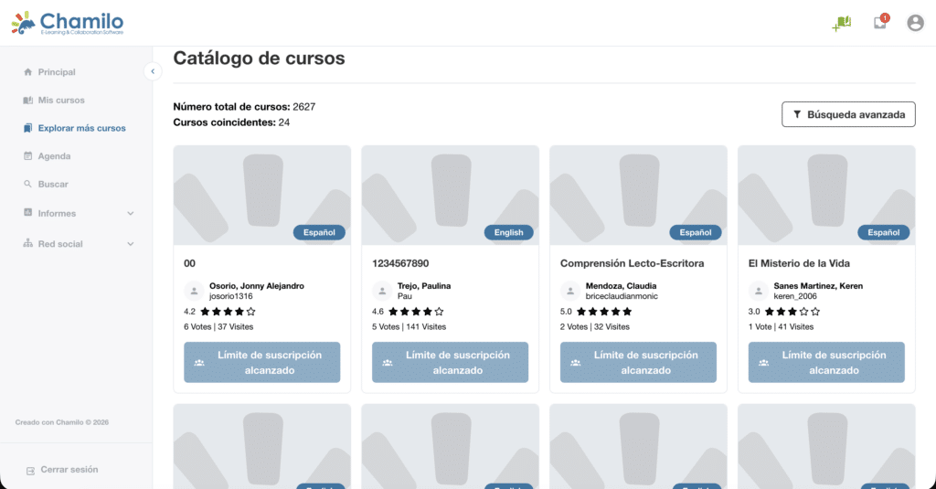 Chamilo Interfaz grafica actualizada 2026