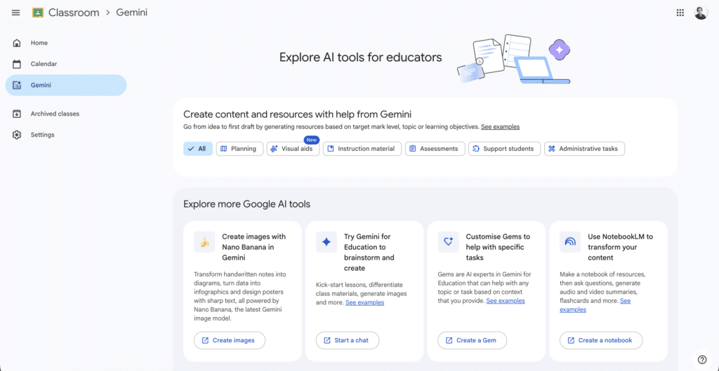 Google Classroom integracion con Gemini