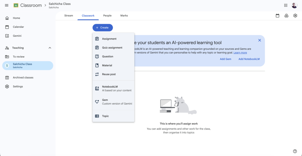UX UI Google Classroom